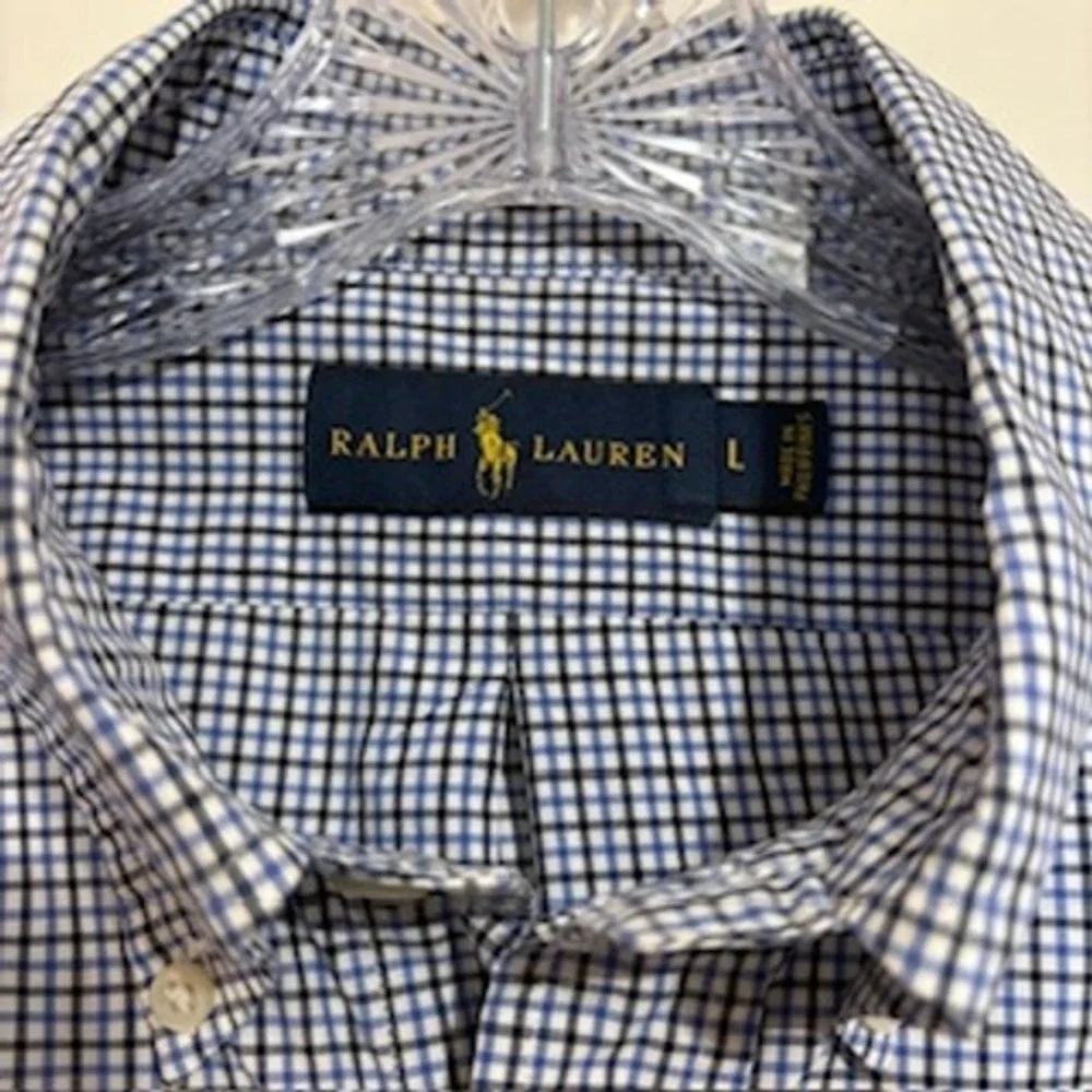 Ralph Lauren Men Blue Button Down Long‎ Sleeve Shirt Sz L Cotton Ivy League Prep